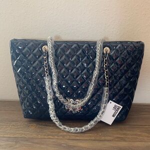 Moschino Navy Quilted Shoulder Bag